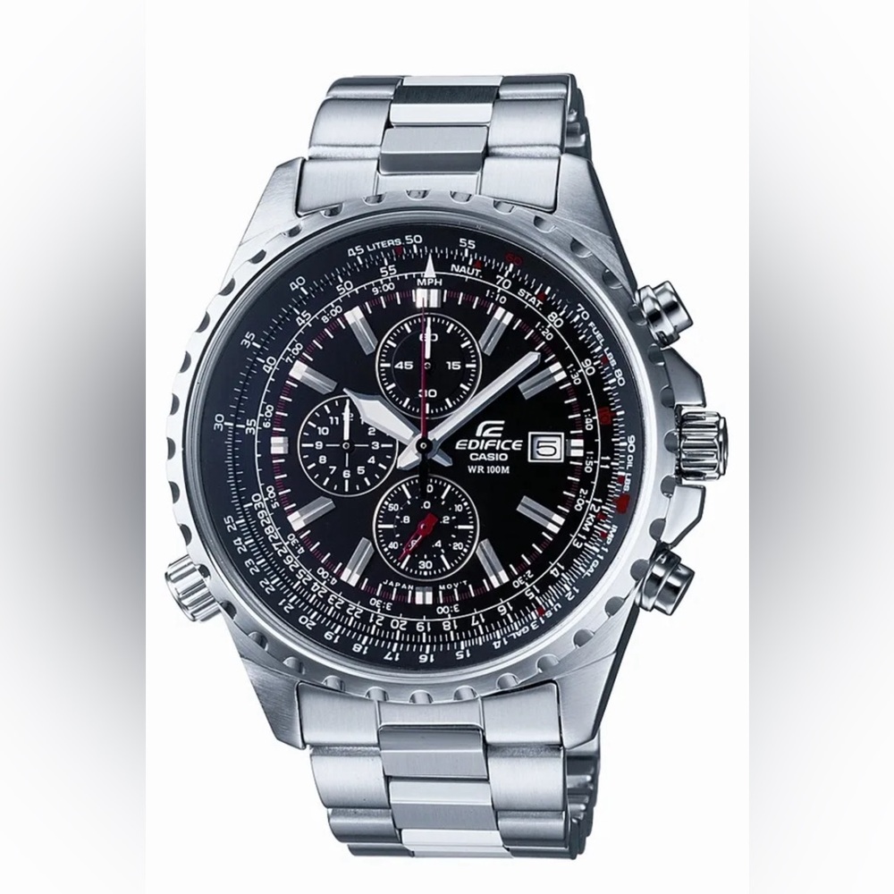 Casio Edifice Men's Quartz Chrono Silver-Tone Bracelet 45.5mm Watch EF527D-1AV